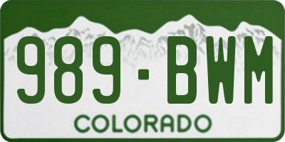 CO license plate 989BWM