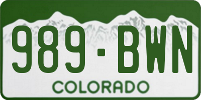 CO license plate 989BWN
