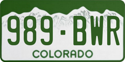 CO license plate 989BWR