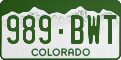CO license plate 989BWT