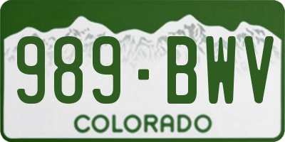CO license plate 989BWV