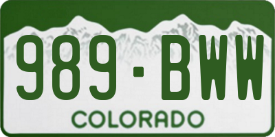 CO license plate 989BWW