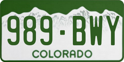 CO license plate 989BWY