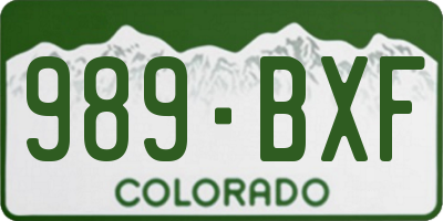 CO license plate 989BXF