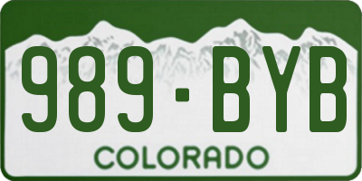 CO license plate 989BYB