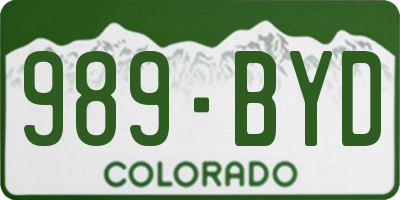 CO license plate 989BYD