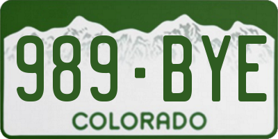 CO license plate 989BYE