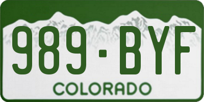 CO license plate 989BYF
