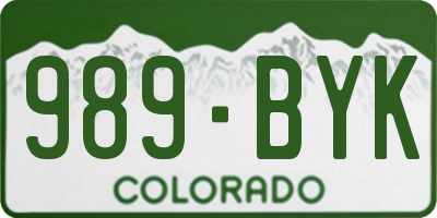 CO license plate 989BYK