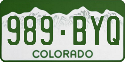 CO license plate 989BYQ