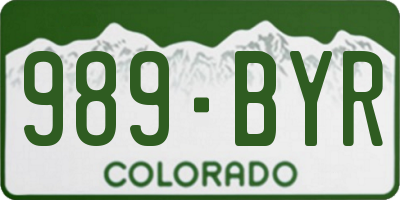 CO license plate 989BYR