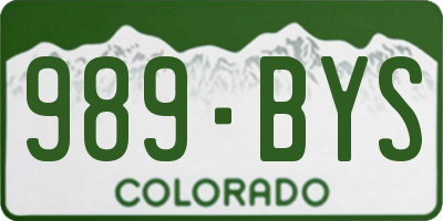 CO license plate 989BYS