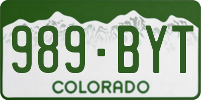 CO license plate 989BYT