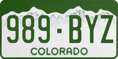 CO license plate 989BYZ