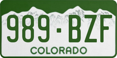 CO license plate 989BZF