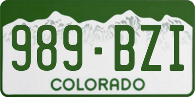 CO license plate 989BZI