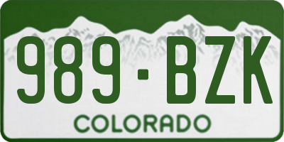 CO license plate 989BZK
