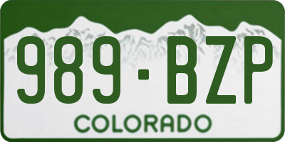 CO license plate 989BZP