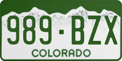 CO license plate 989BZX