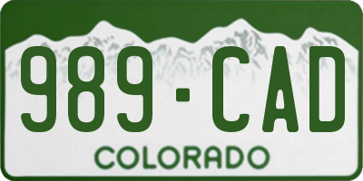 CO license plate 989CAD