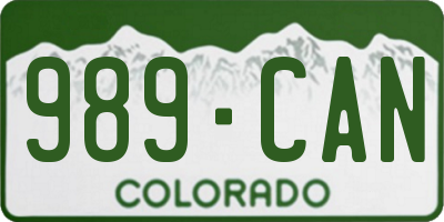 CO license plate 989CAN