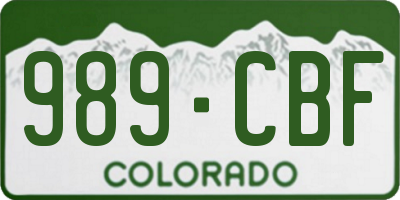 CO license plate 989CBF