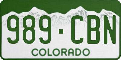 CO license plate 989CBN