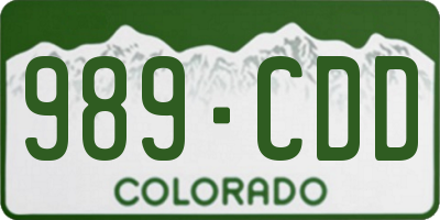 CO license plate 989CDD