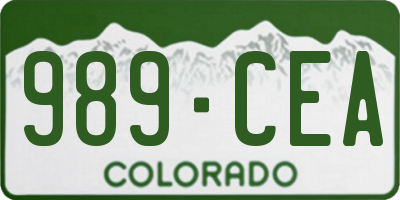 CO license plate 989CEA