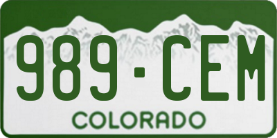 CO license plate 989CEM