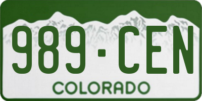 CO license plate 989CEN