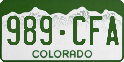 CO license plate 989CFA