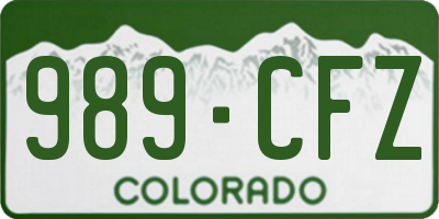 CO license plate 989CFZ