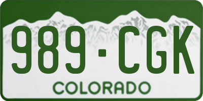CO license plate 989CGK