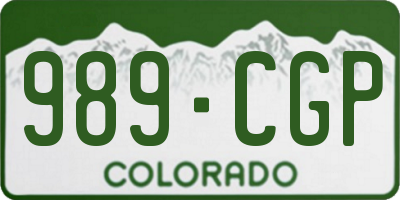 CO license plate 989CGP