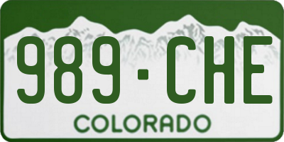 CO license plate 989CHE