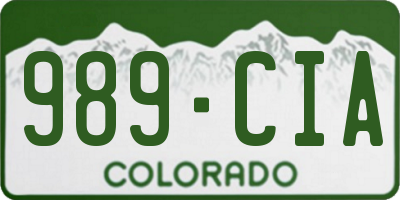 CO license plate 989CIA