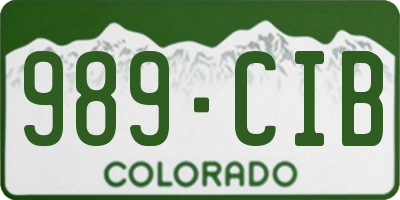 CO license plate 989CIB
