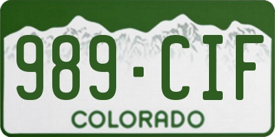 CO license plate 989CIF
