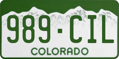CO license plate 989CIL