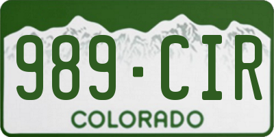 CO license plate 989CIR