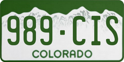 CO license plate 989CIS