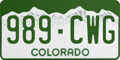 CO license plate 989CWG