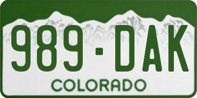 CO license plate 989DAK
