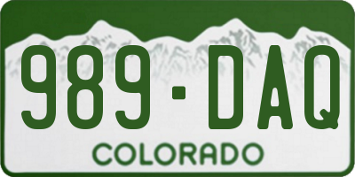 CO license plate 989DAQ
