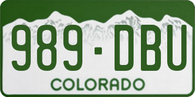 CO license plate 989DBU
