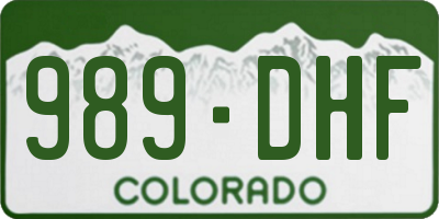 CO license plate 989DHF