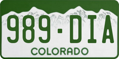 CO license plate 989DIA
