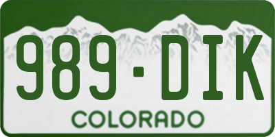 CO license plate 989DIK