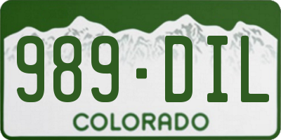 CO license plate 989DIL